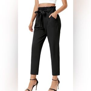 Grace Karin Black Paperbag Waist Trousers